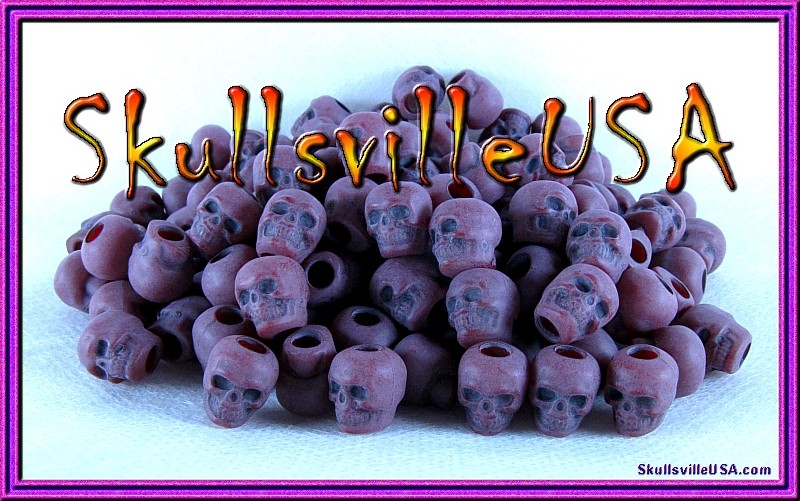 creepy cranberry acrylic skull beads