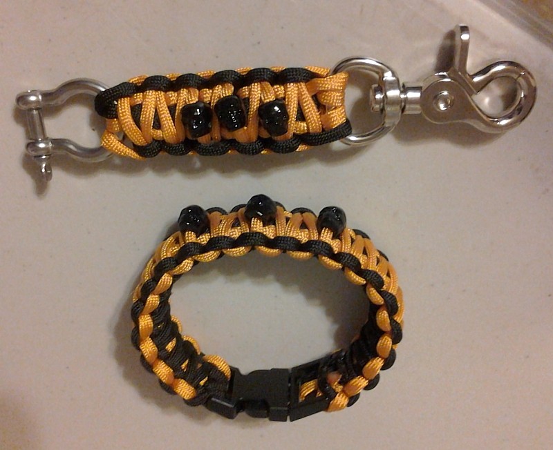skull bead bracelet and key fob