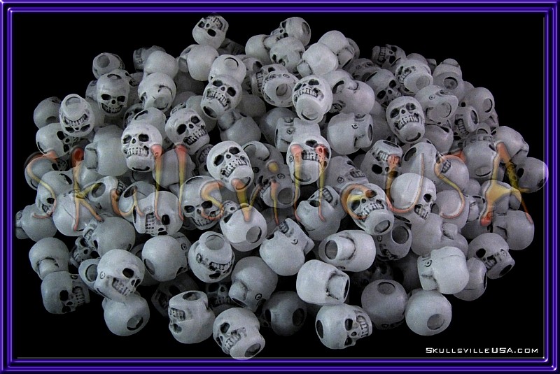 Glow in the Dark Skull Beads 20 Acrylic Beads Craft Supply Bulk Lot Set 10mm