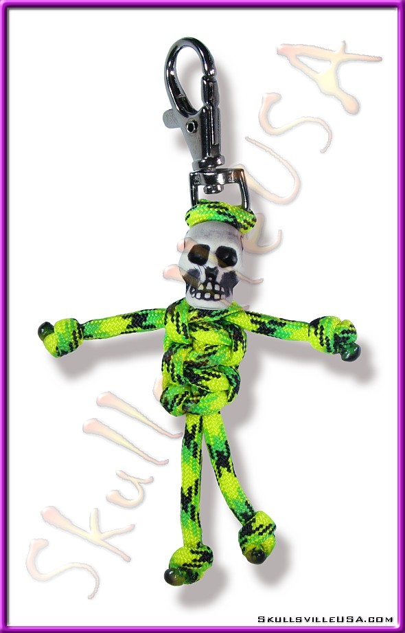 green paracord parabuddy key chain or zipper pull