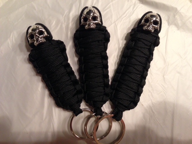 skull bead mummy paracord key chain