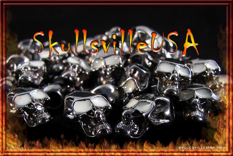 night stalker top hole skull beads gun metal