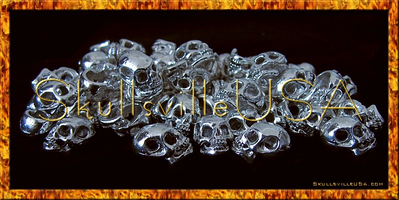 savage silver plated skull beads side hole