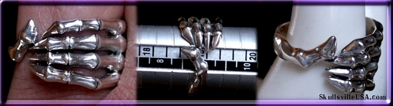 sterling silver skeleton hand ring