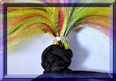 paracord voodoo doll with brushed hair closeup