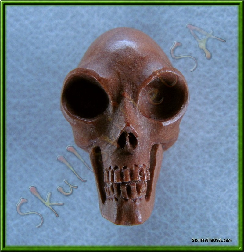 Set of 3 Smoked Bone Skull Beads-BeadSkullBone3