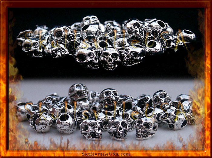 50 Antique Silver Tone Pave Skull Skull Beads With Perfect For European  Bracelet Jewelry And Paracord Accessories From Isabelye, $15.33