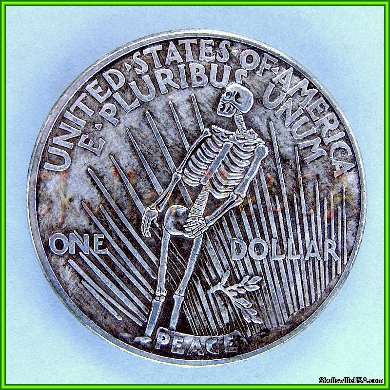 hobo liberty peace dollar with skeleton